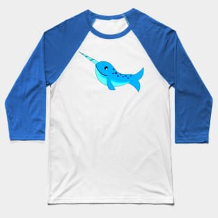 Blue cute Cartoon Narwhal Baseball T-Shirt